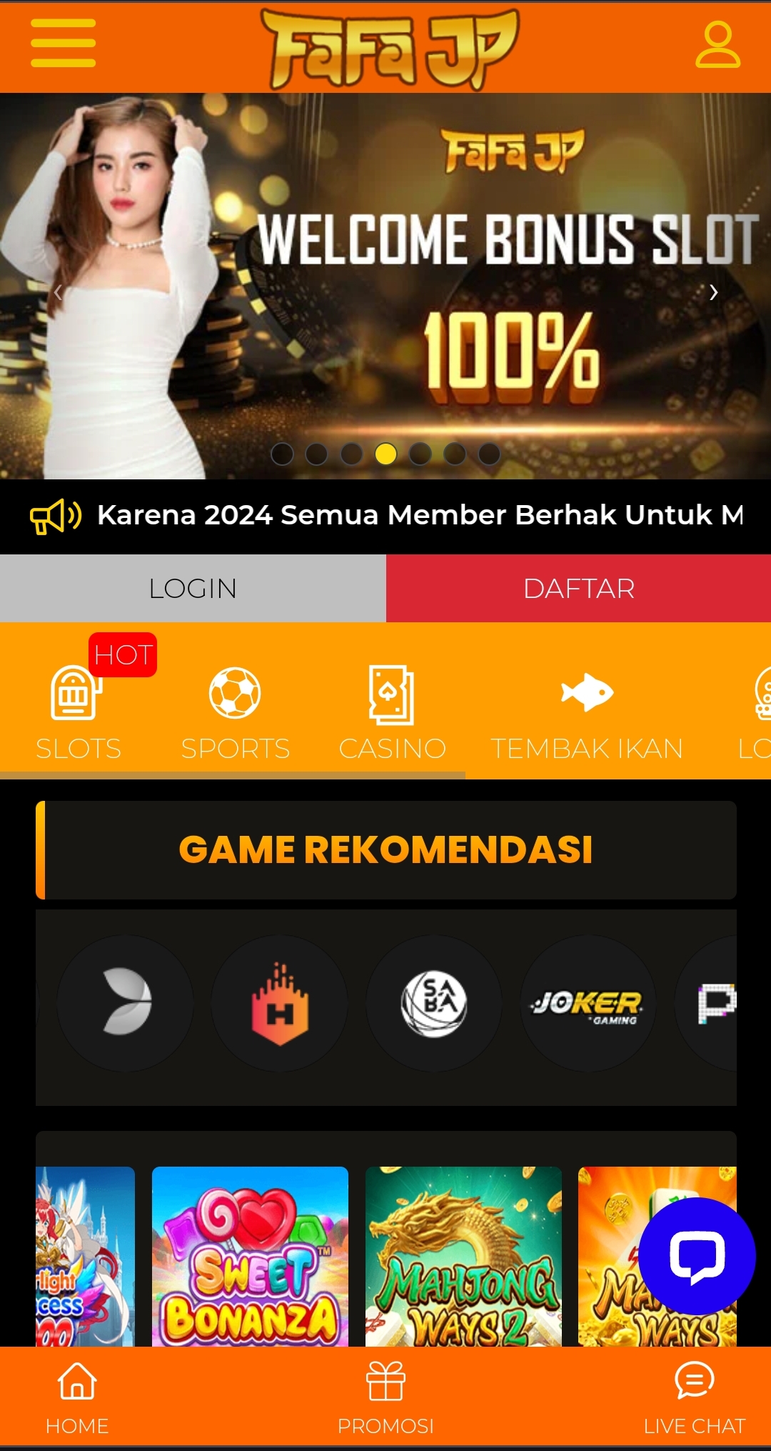 DAFTAR FAFAJP SEKARANG BONUS 100%