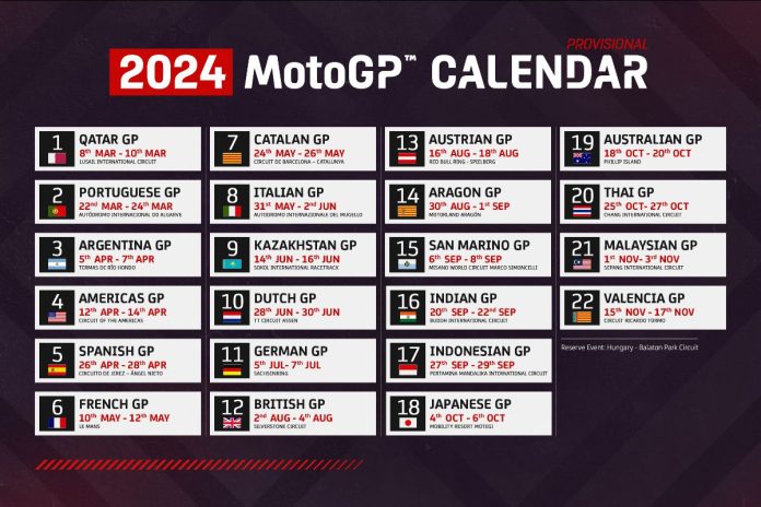 Provisional 2024 FIM MotoGP World Championship calendar revealed