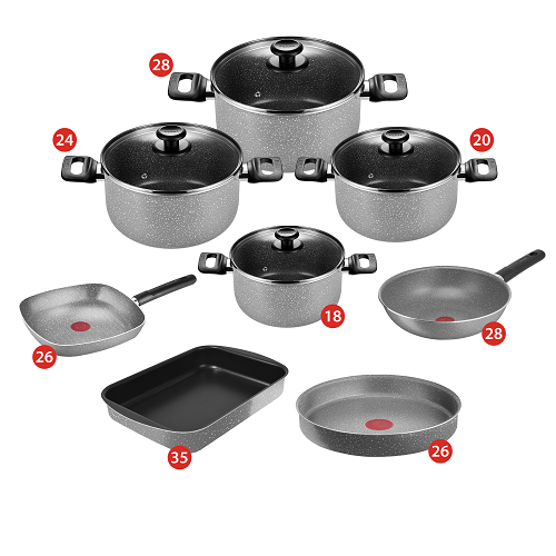 Tefal Cook Natural Cooking Set , Stewpots 18,20,24,28 + Square Grill 26 + Wokpan 28 + Round Oven Tray 26 + Rectangle Oven Tray 35 - 220920112 Tefal Cook Natural Cooking Set , Stewpots 18,20,24,28 + Square Grill 26 + Wokpan 28 + Round Oven Tray 26 + Rectangle Oven Tray 35 - 220920112