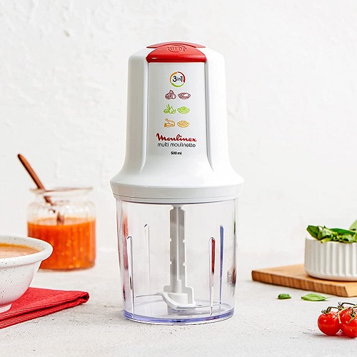 Moulinex Multi Moulinette Chopper With Molokhia Blade, 500 ml, 500 W, White - AT7191EG Moulinex Multi Moulinette Chopper With Molokhia Blade, 500 ml, 500 W, White - AT7191EG