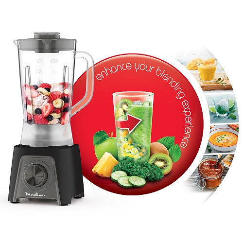 Moulinex Blendeo With Grinder, 450 Watt, 1.5 Liter, Black - LM2C3125 Moulinex Blendeo With Grinder, 450 Watt, 1.5 Liter, Black - LM2C3125