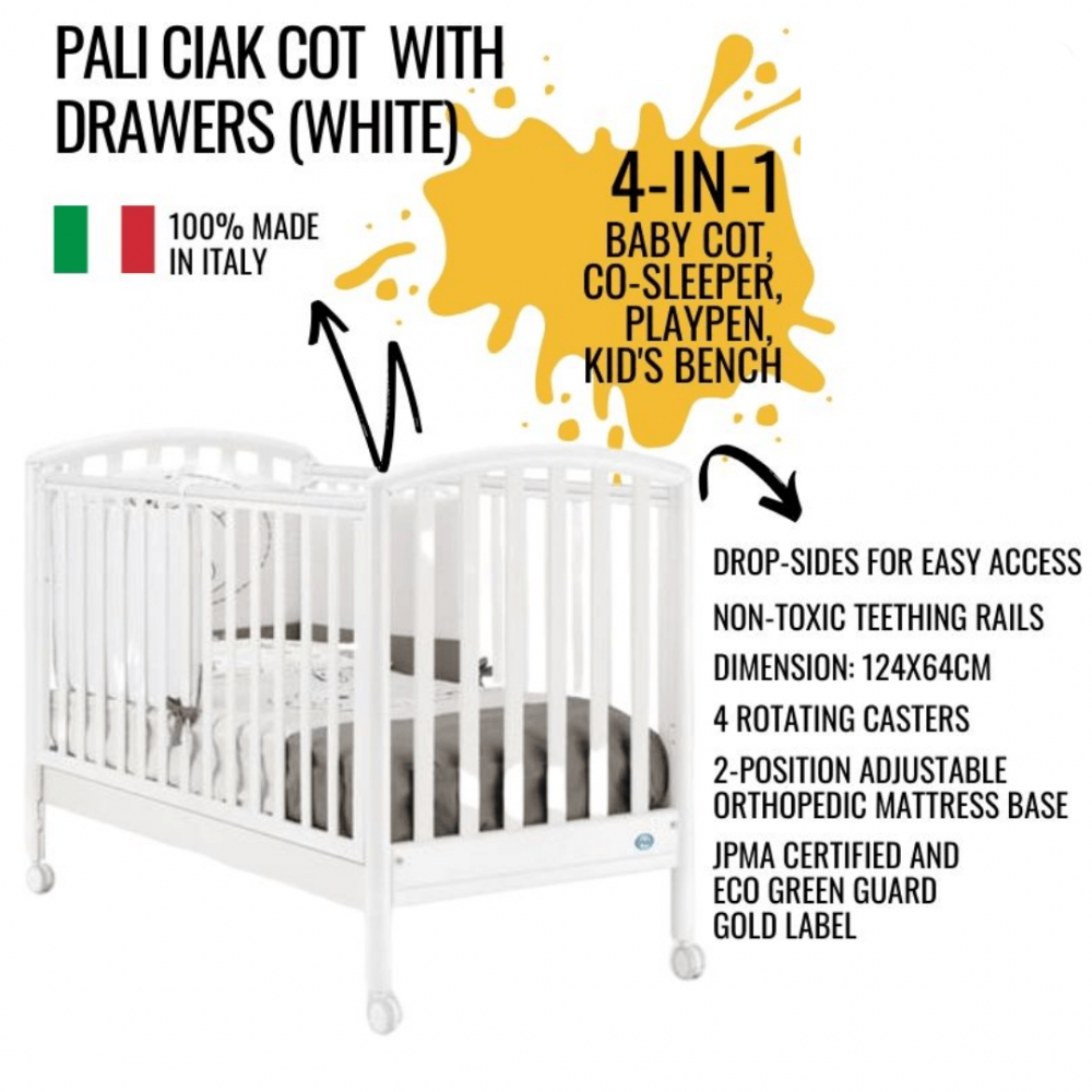 pali crib with drawer underneath