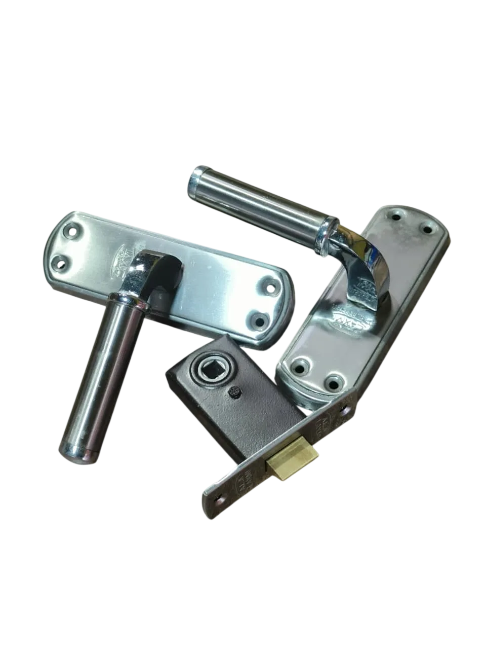Laxmi Ala 4 Inch Bathroom Door Handle Set Without Lock SS Finish (Baby Lock)