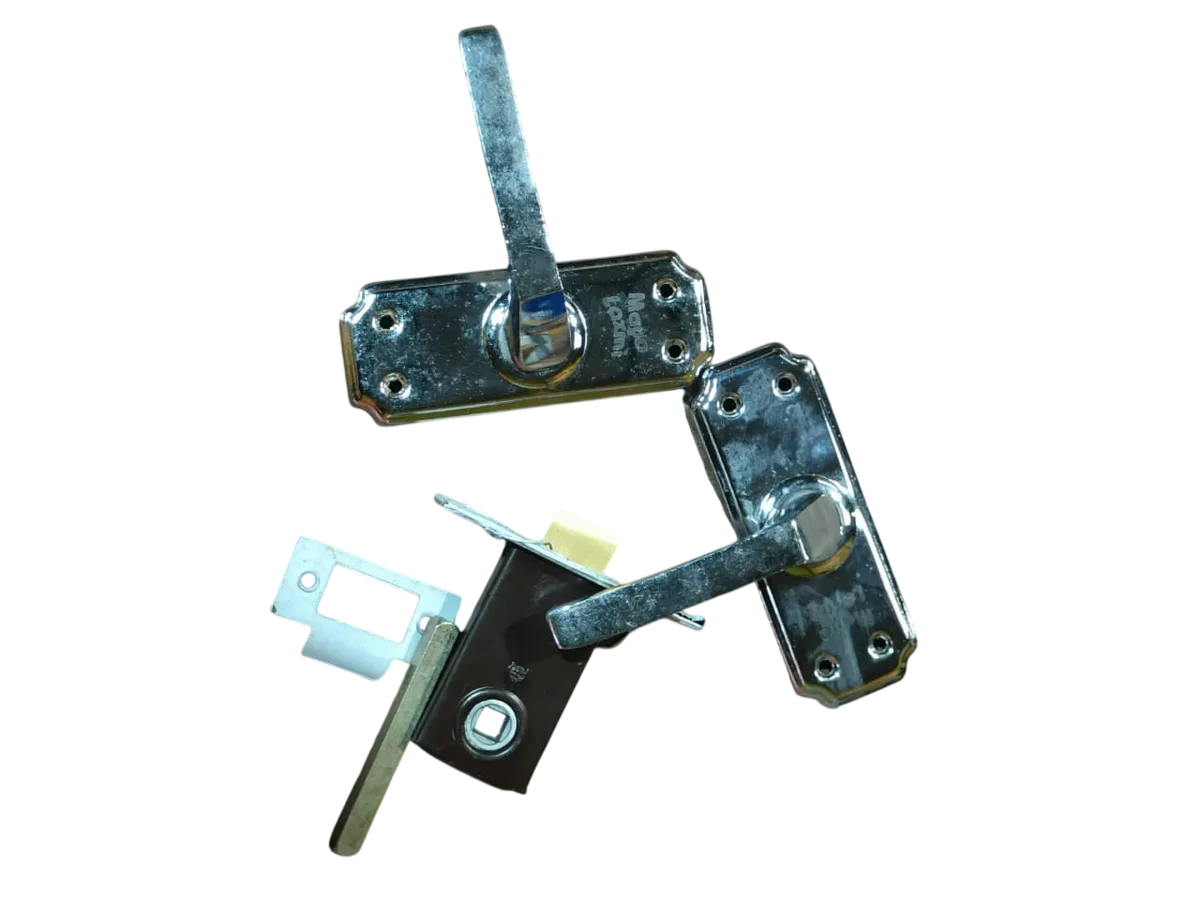 Laxmi Ala 5 Inch Bathroom Door Handle Set Without Lock SS Finish (Baby Lock)