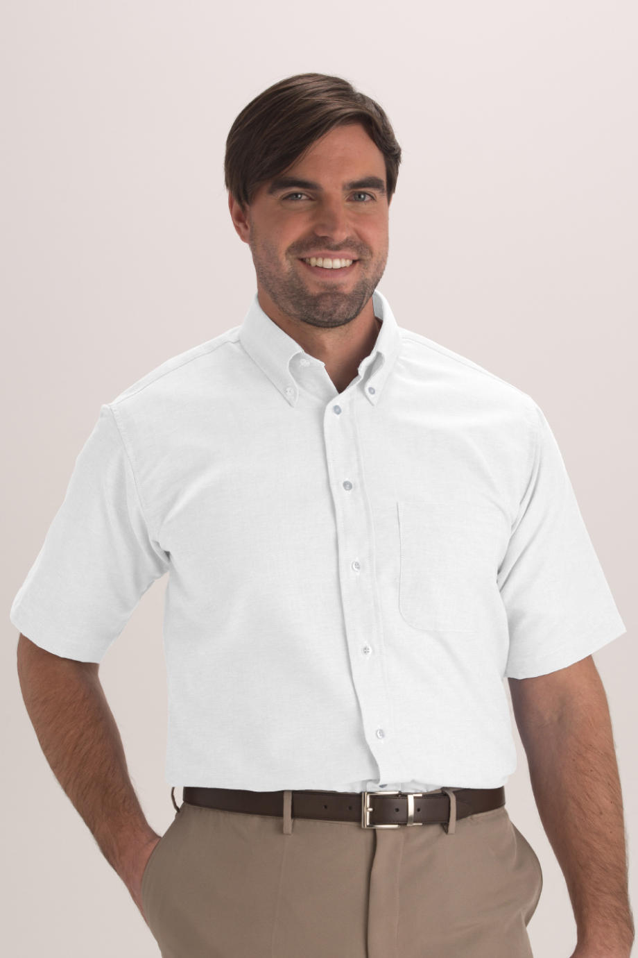 EDWARDS EASY CARE OXFORD SHORT SLEEVE MENS SHIRT - On Model