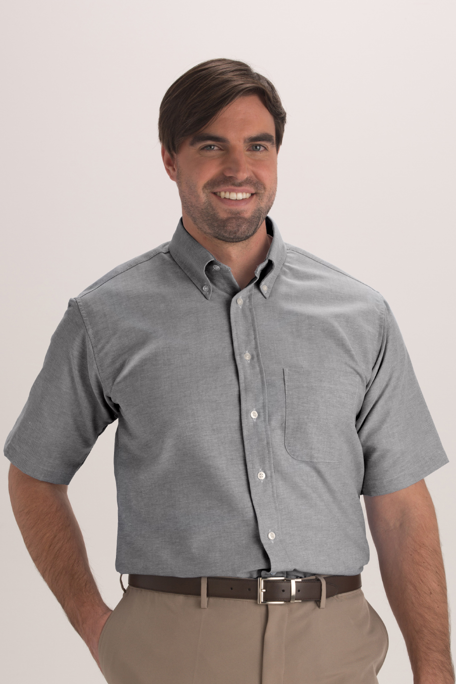 EDWARDS EASY CARE OXFORD SHORT SLEEVE MENS SHIRT - On Model