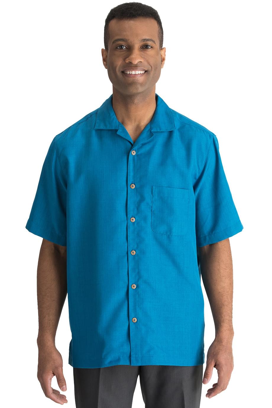 EDWARDS JACQUARD BATISTE CAMP SHIRT - On Model