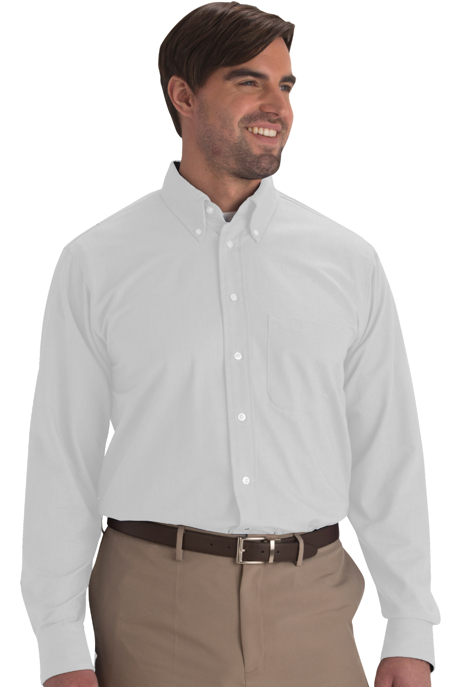 EDWARDS EASY CARE OXFORD LONG SLEEVE MENS SHIRT - On Model