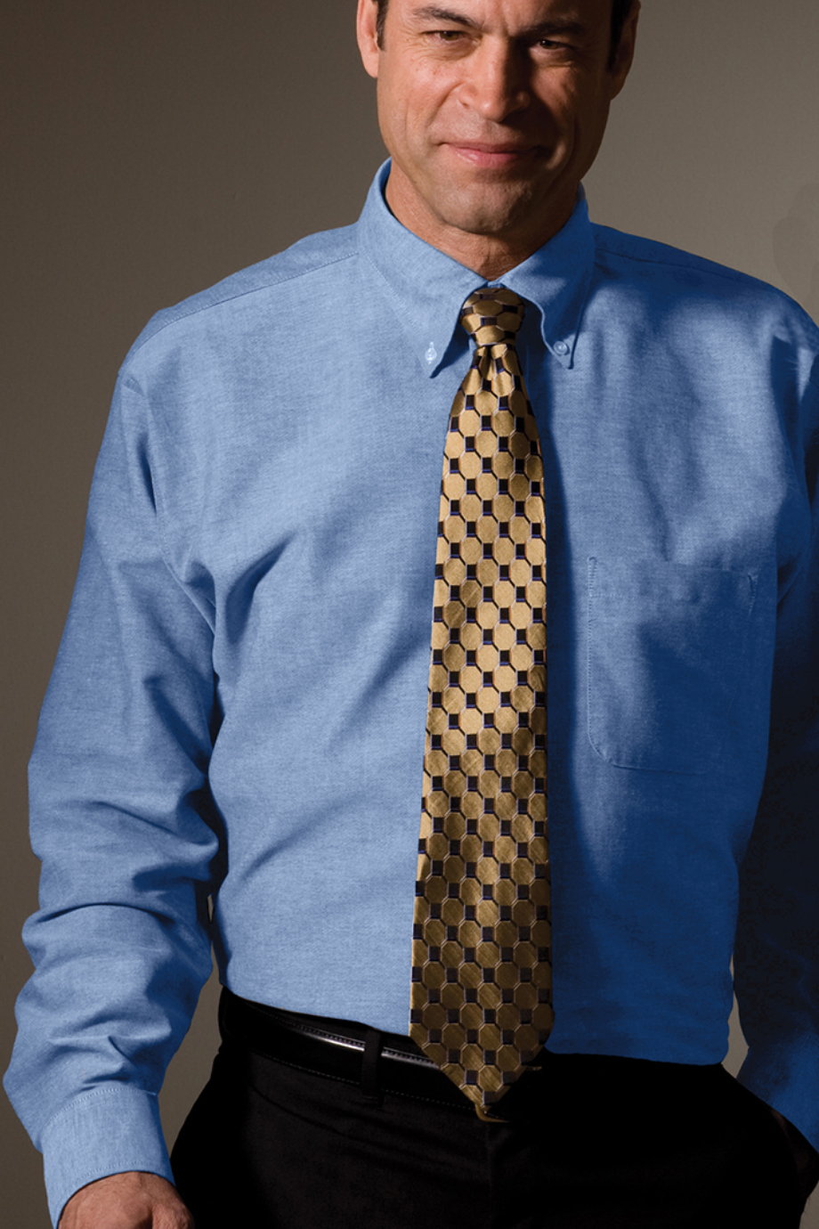 EDWARDS EASY CARE OXFORD LONG SLEEVE MENS SHIRT - On Model