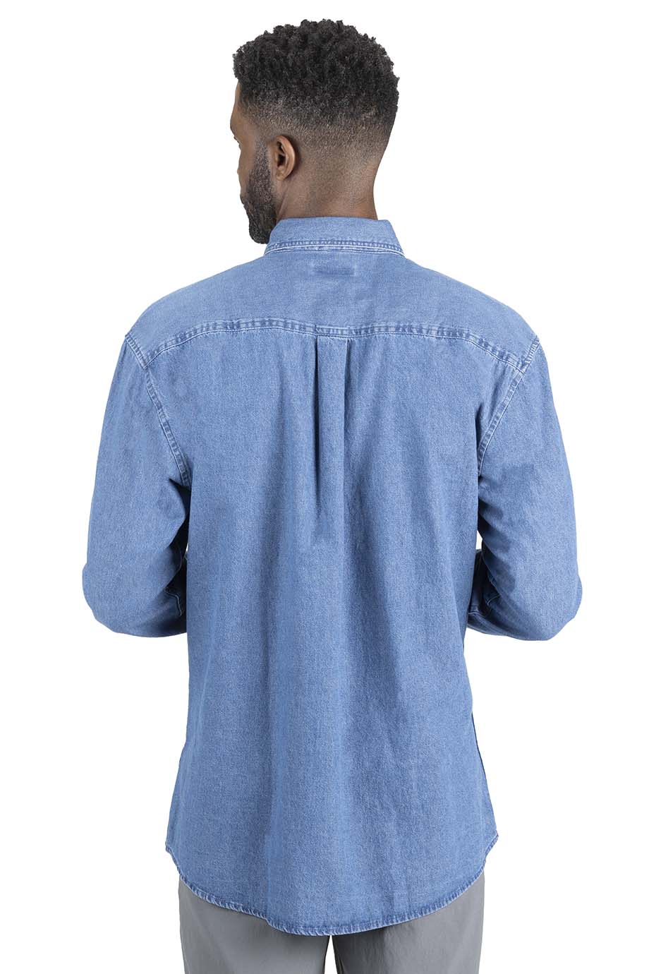 EDWARDS DENIM LONG SLEEVE MENS SHIRT - Back View