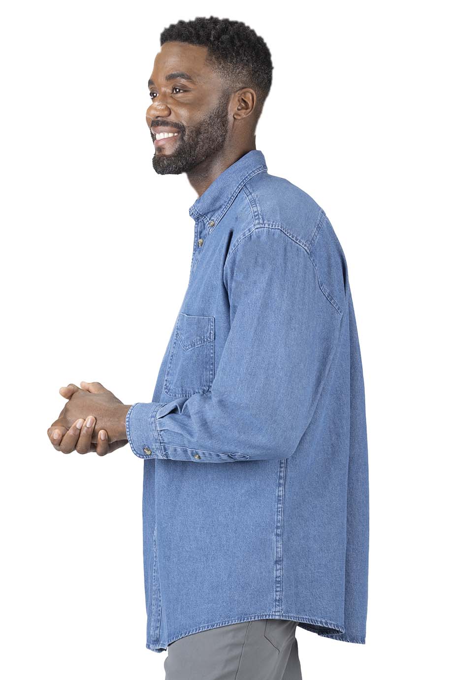 EDWARDS DENIM LONG SLEEVE MENS SHIRT - Left View