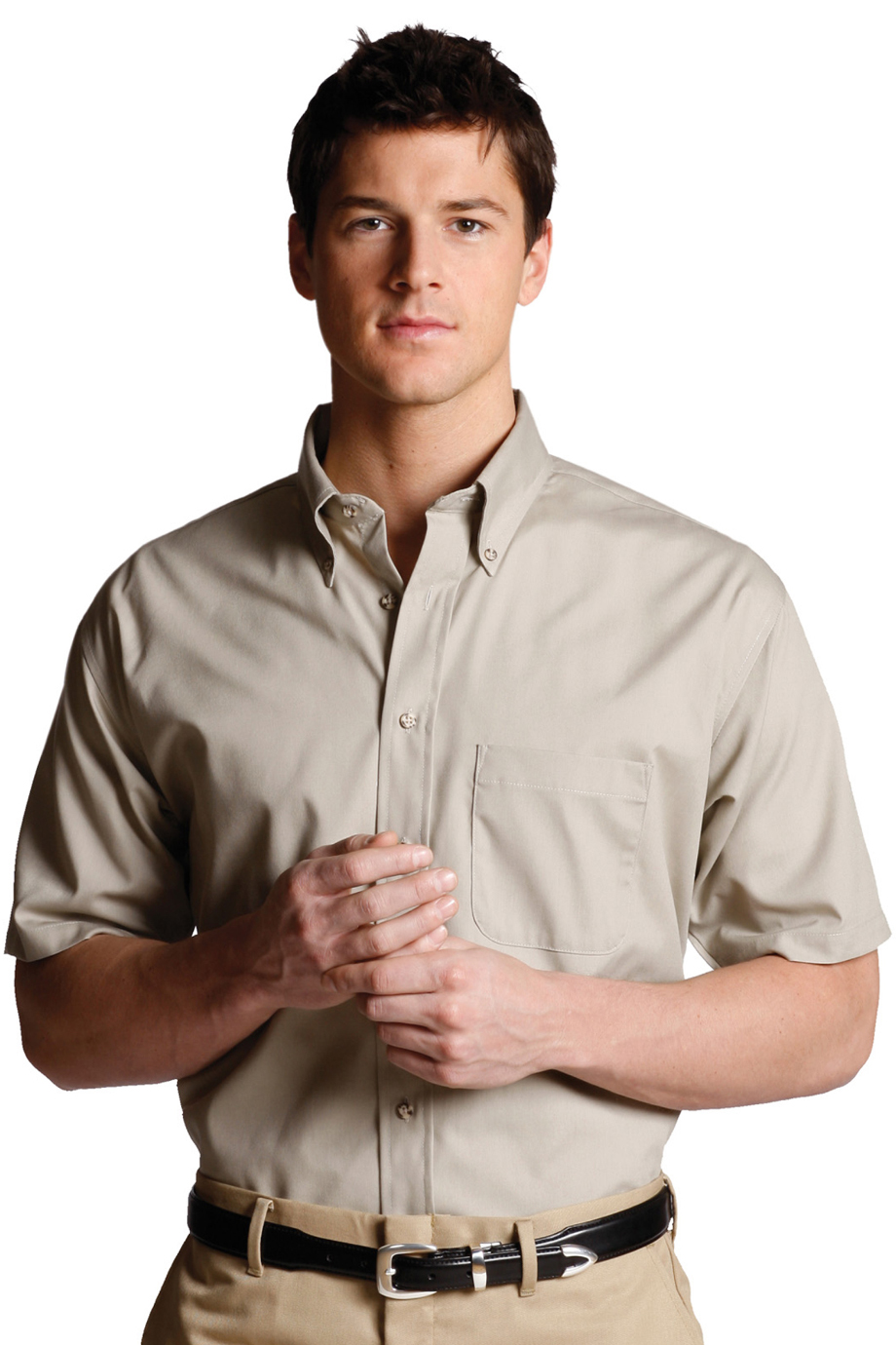 EDWARDS EASY CARE POPLIN SHORT SLEEVE MENS SHIRT - On Model