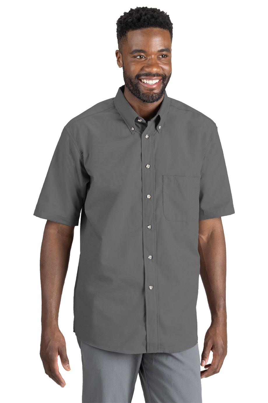 EDWARDS EASY CARE POPLIN SHORT SLEEVE MENS SHIRT - On Model