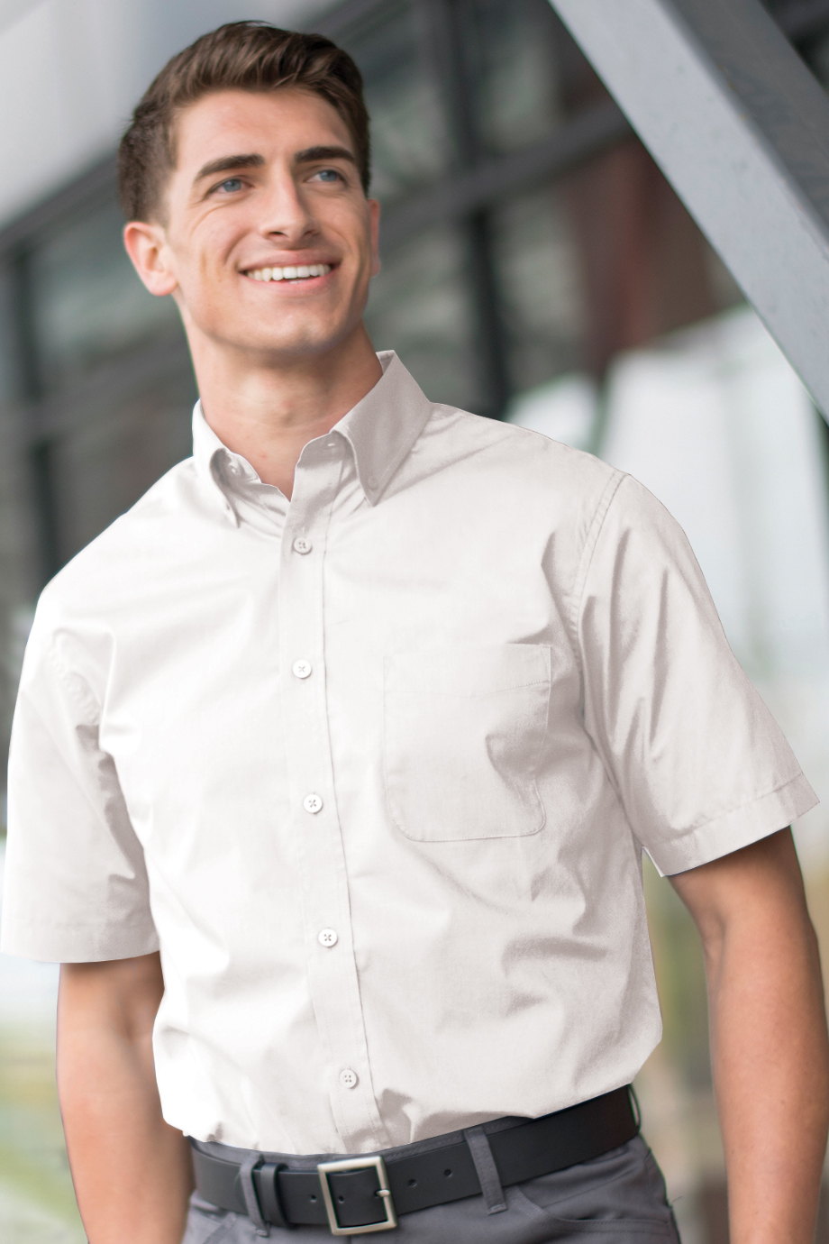 EDWARDS COMFORT STRETCH SHORT SLEEVE MENS SHIRT - On Model