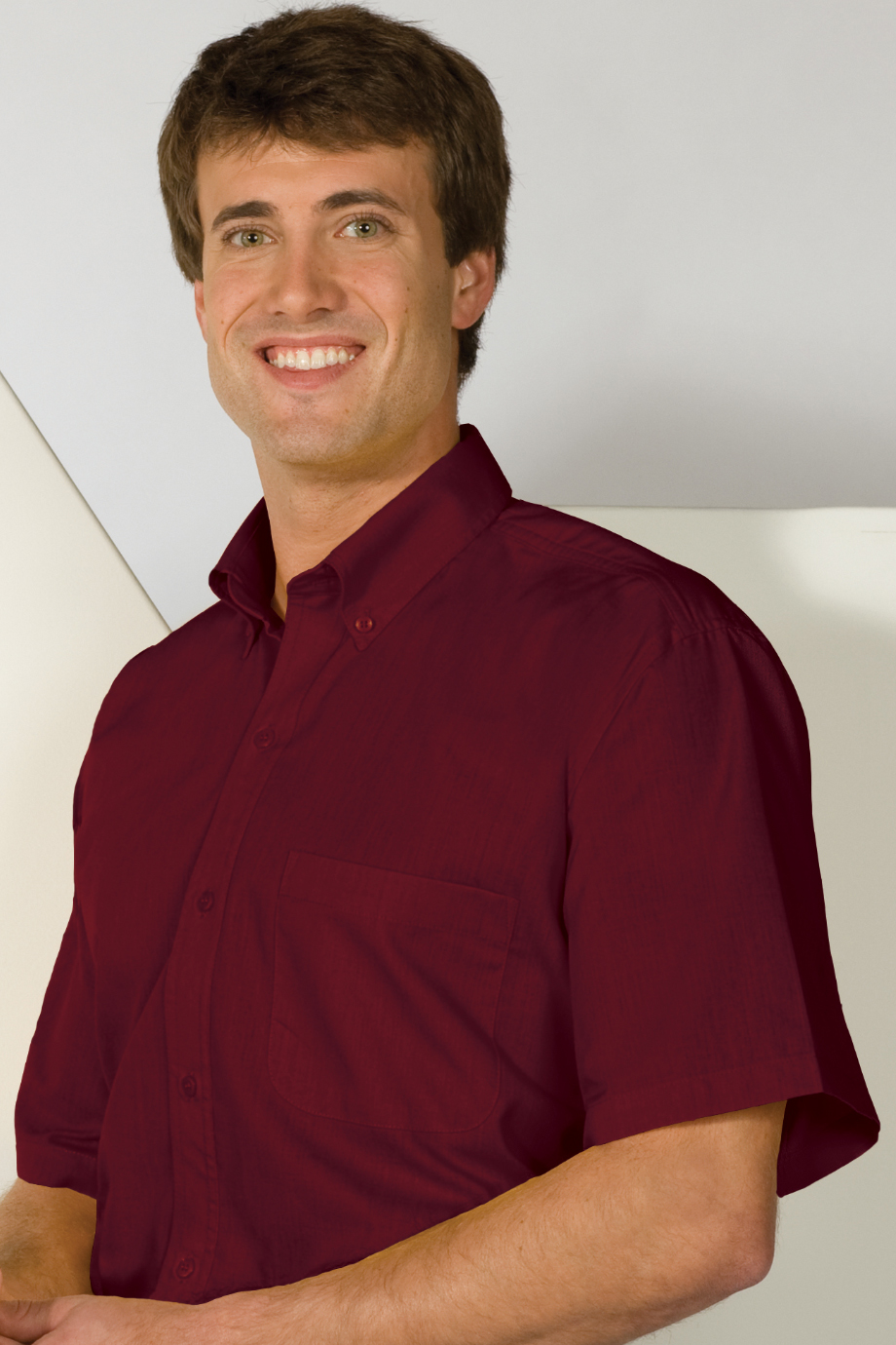 EDWARDS LIGHTWEIGHT POPLIN SHORT SLEEVE MENS SHIRT - On Model