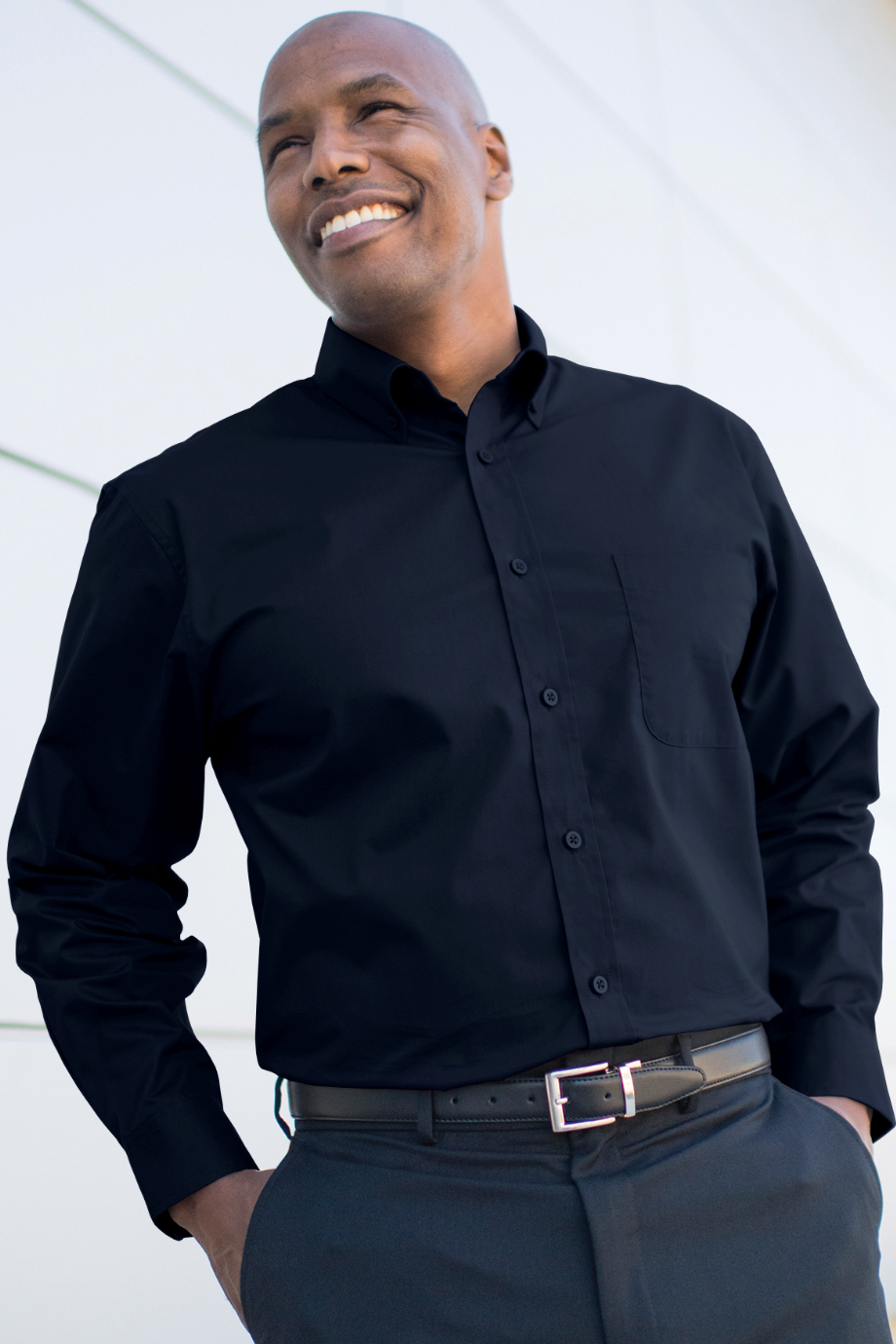 EDWARDS COMFORT STRETCH LONG SLEEVE MENS SHIRT - On Model