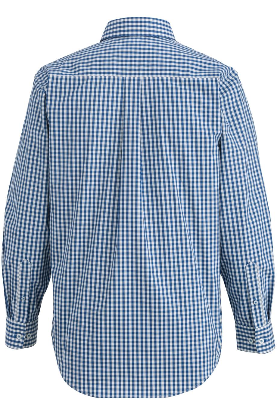 EDWARDS COMFORT STRETCH LONG SLEEVE MENS SHIRT Gingham - Back View