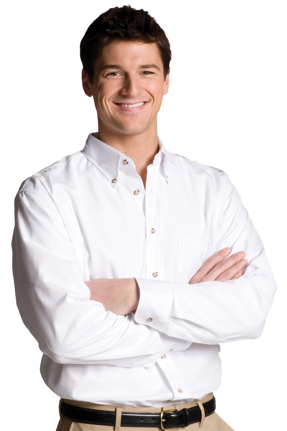 EDWARDS EASY CARE POPLIN LONG SLEEVE MENS SHIRT - On Model