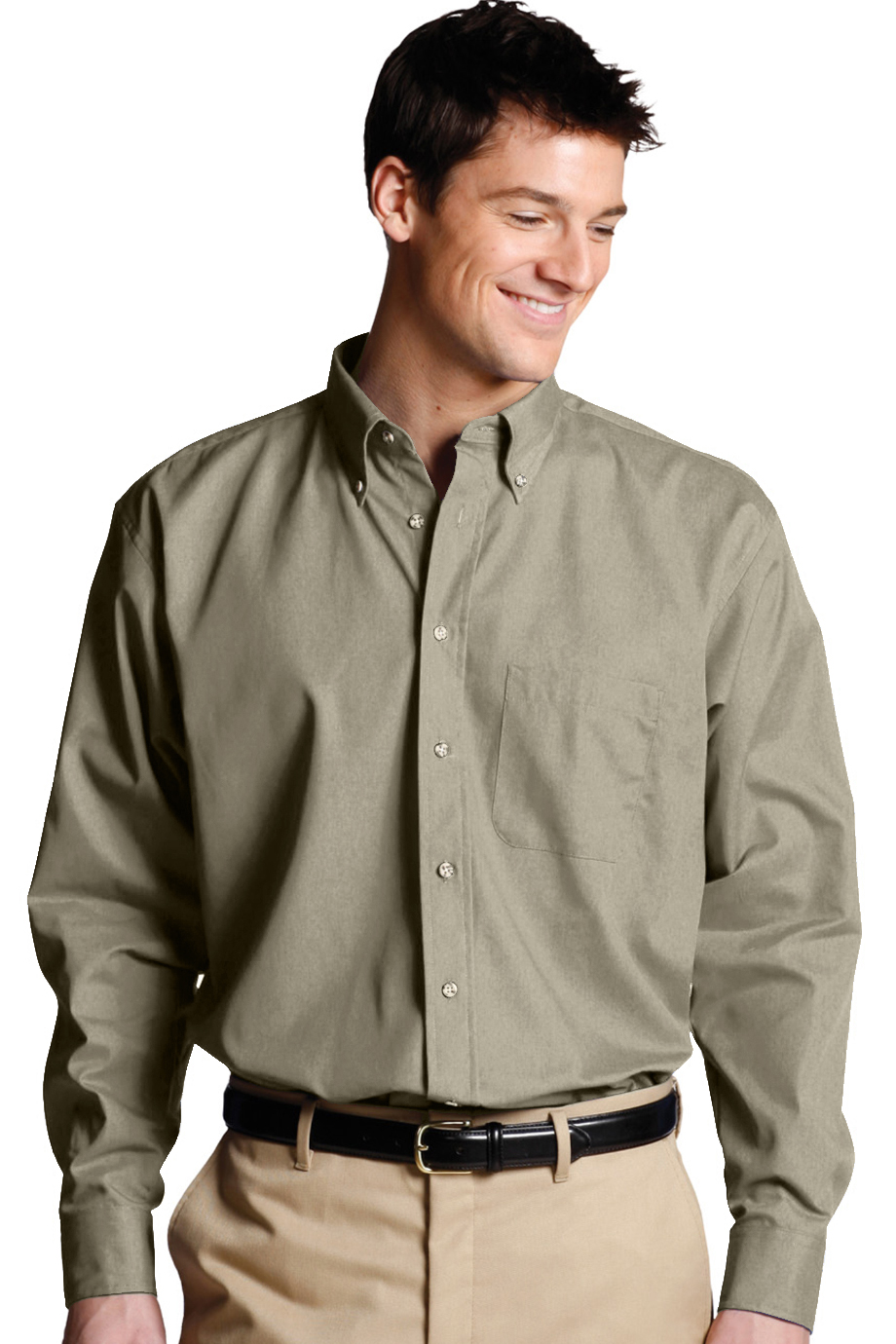 EDWARDS EASY CARE POPLIN LONG SLEEVE MENS SHIRT - On Model
