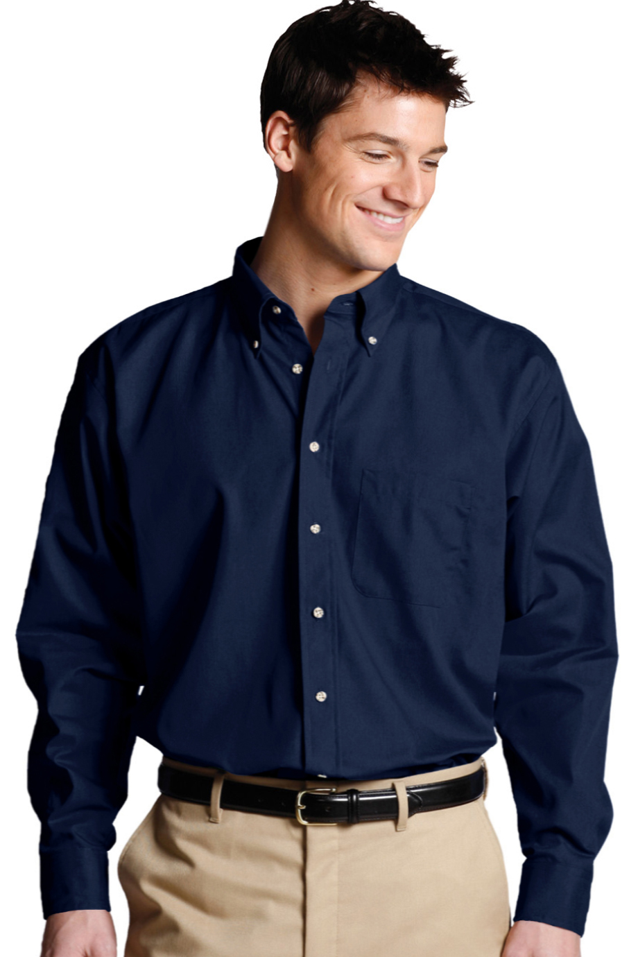 EDWARDS EASY CARE POPLIN LONG SLEEVE MENS SHIRT - On Model