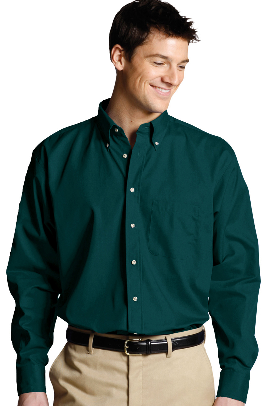 EDWARDS EASY CARE POPLIN LONG SLEEVE MENS SHIRT - On Model
