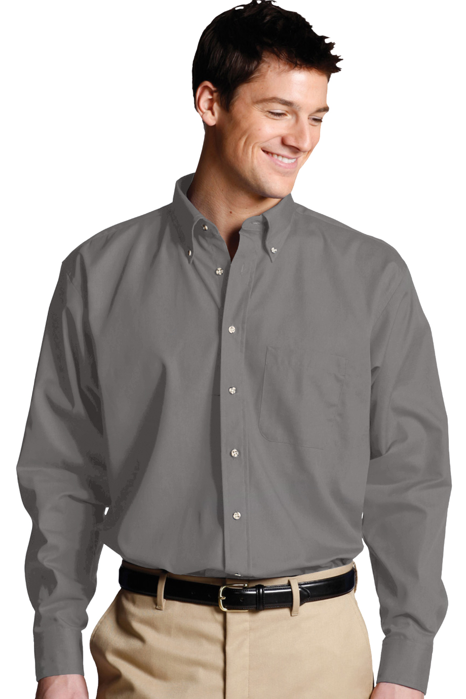 EDWARDS EASY CARE POPLIN LONG SLEEVE MENS SHIRT - On Model