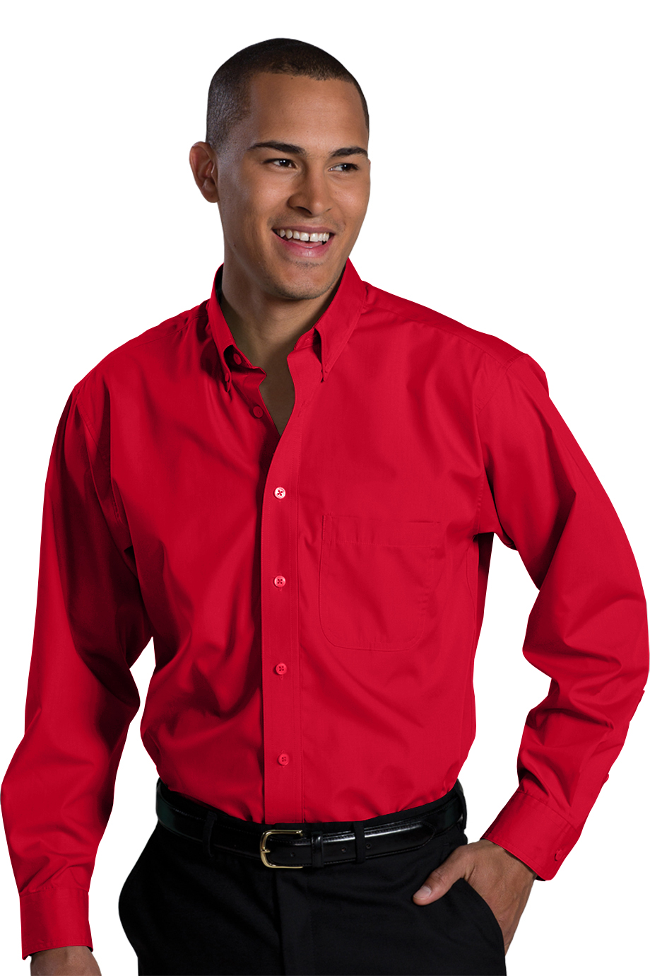 EDWARDS LIGHTWEIGHT POPLIN LONG SLEEVE MENS SHIRT - On Model