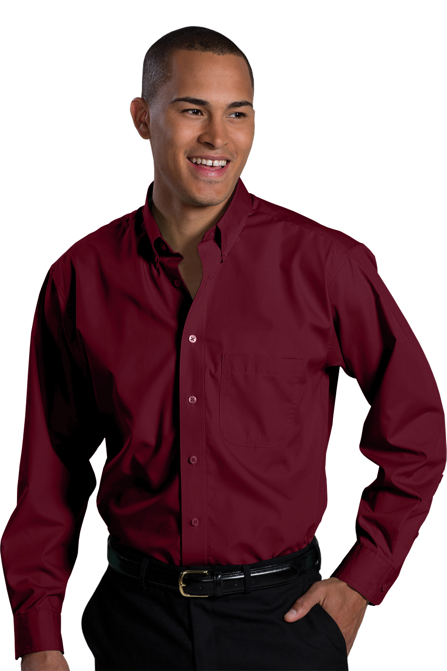 EDWARDS LIGHTWEIGHT POPLIN LONG SLEEVE MENS SHIRT - On Model