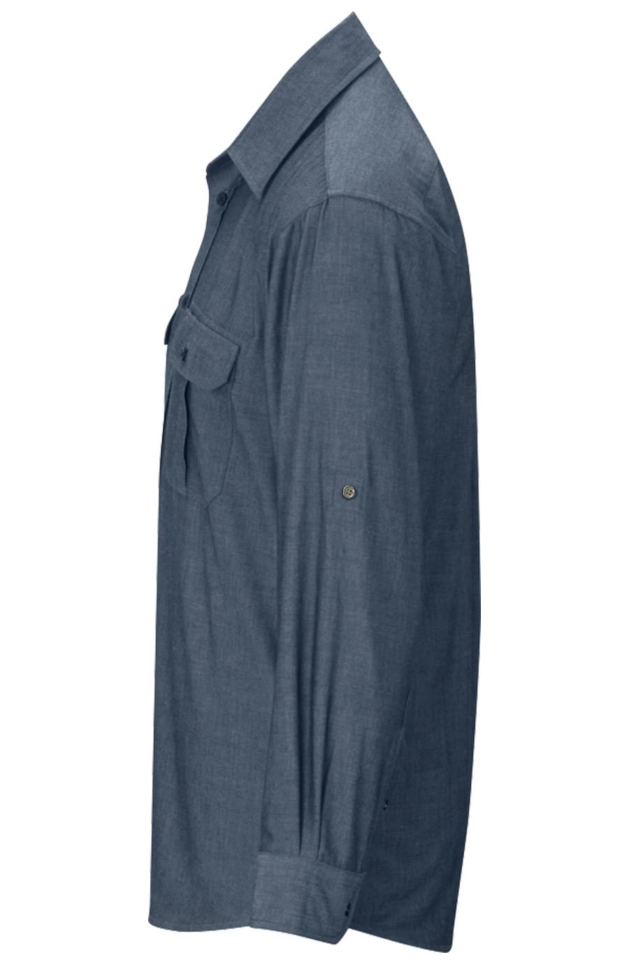 EDWARDS MENS CHAMBRAY ROLL UP SLEEVE SHIRT - Left View
