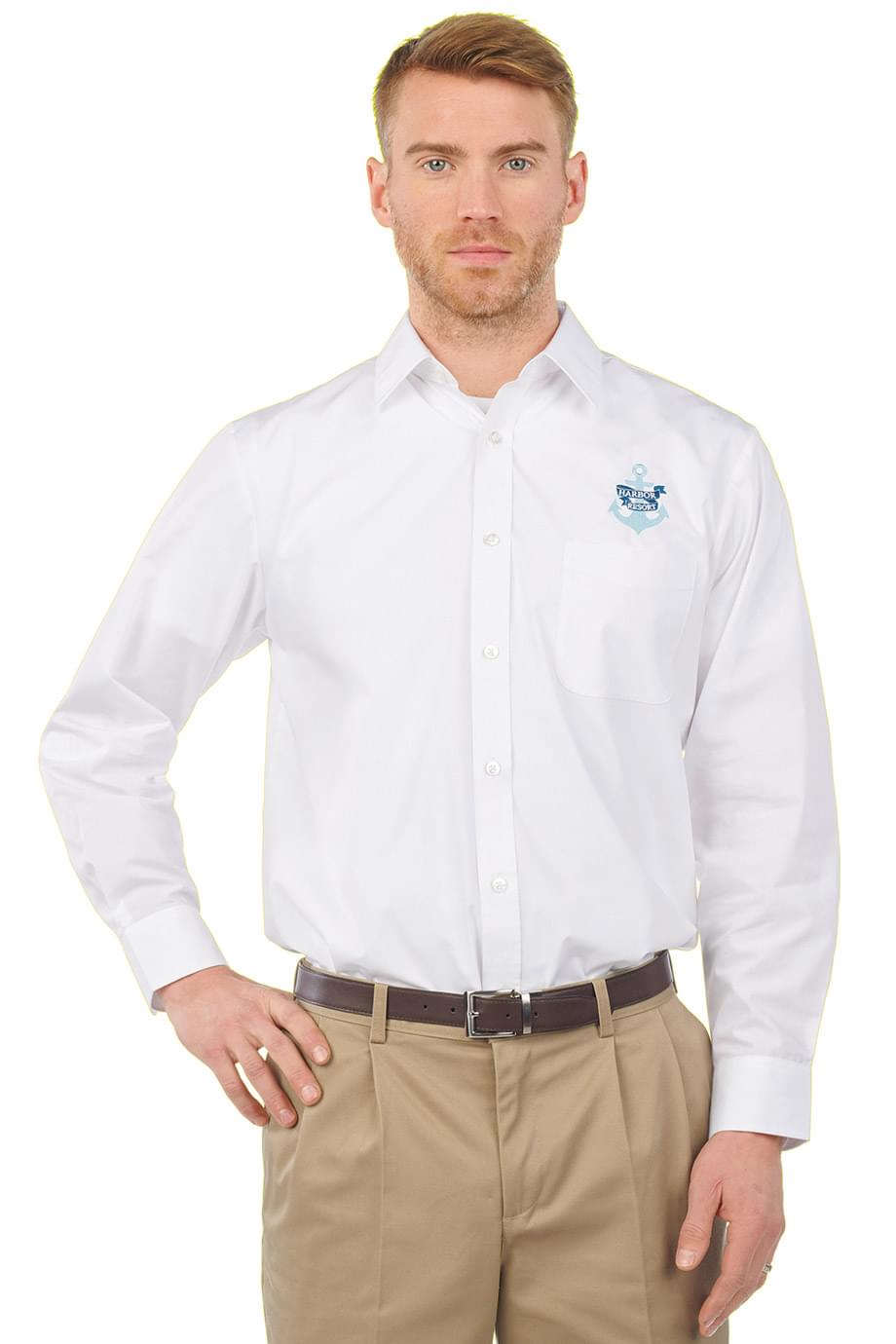 EDWARDS ESSENTIAL BROADCLOTH LONG SLEEVE MENS SHIRT - On Model