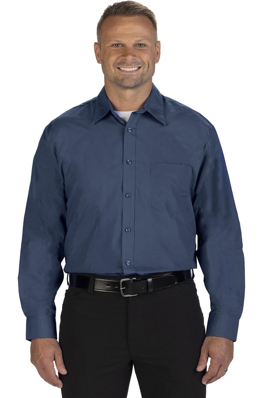 EDWARDS ESSENTIAL BROADCLOTH LONG SLEEVE MENS SHIRT - On Model