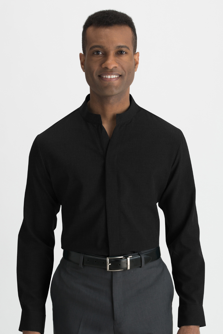 EDWARDS MENS STAND-UP COLLAR SHIRT - On Model