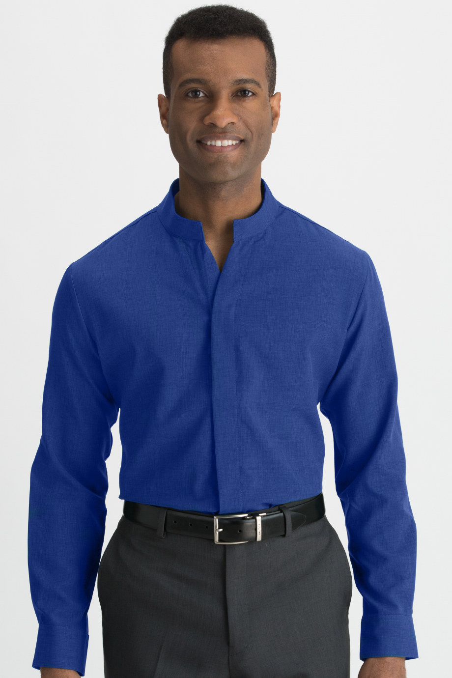 EDWARDS MENS STAND-UP COLLAR SHIRT - On Model