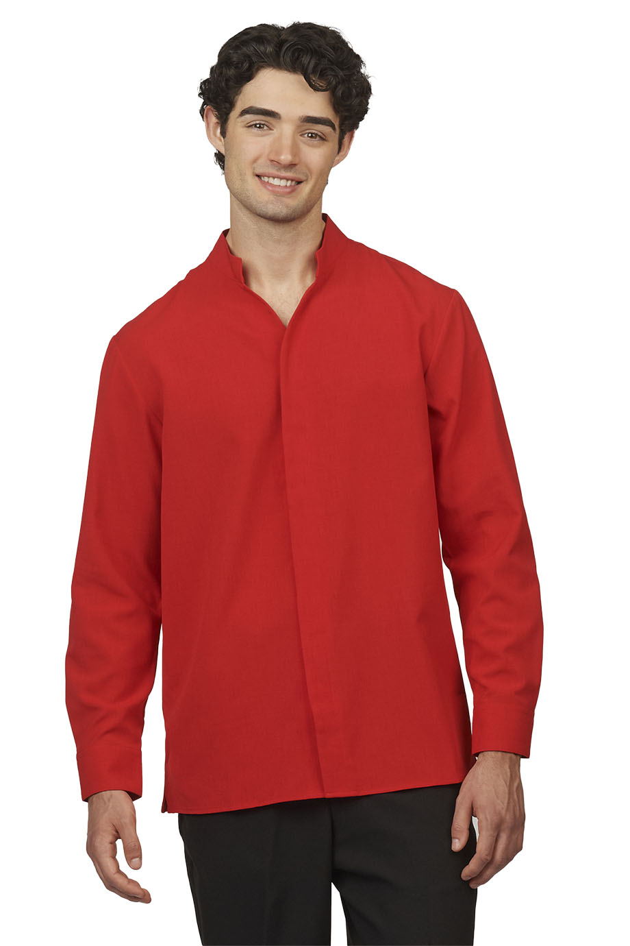 EDWARDS FLEXBATISTE STAND UP COLLAR LONG SLEEVE MENS SHIRT - On Model