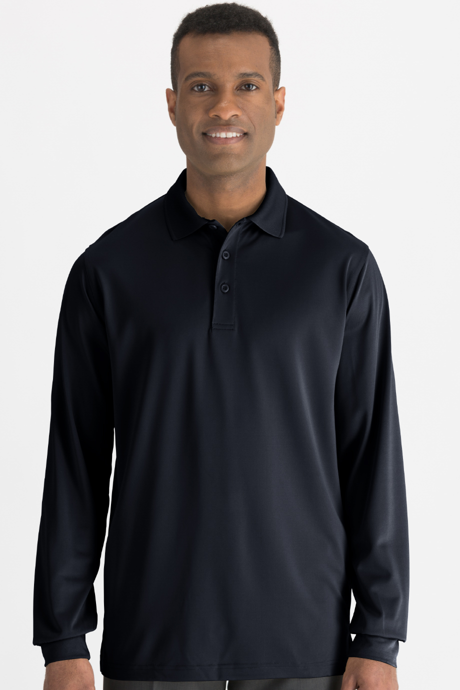 EDWARDS ULTIMATE+ UNISEX LONG SLEEVE POLO - On Model