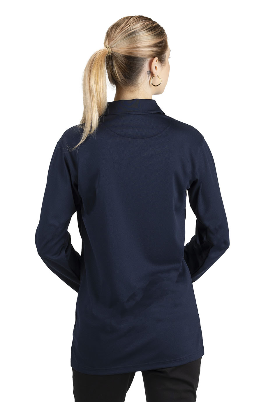 EDWARDS HI PERFORMANCE MESH UNISEX LONG SLEEVE POLO - Back View