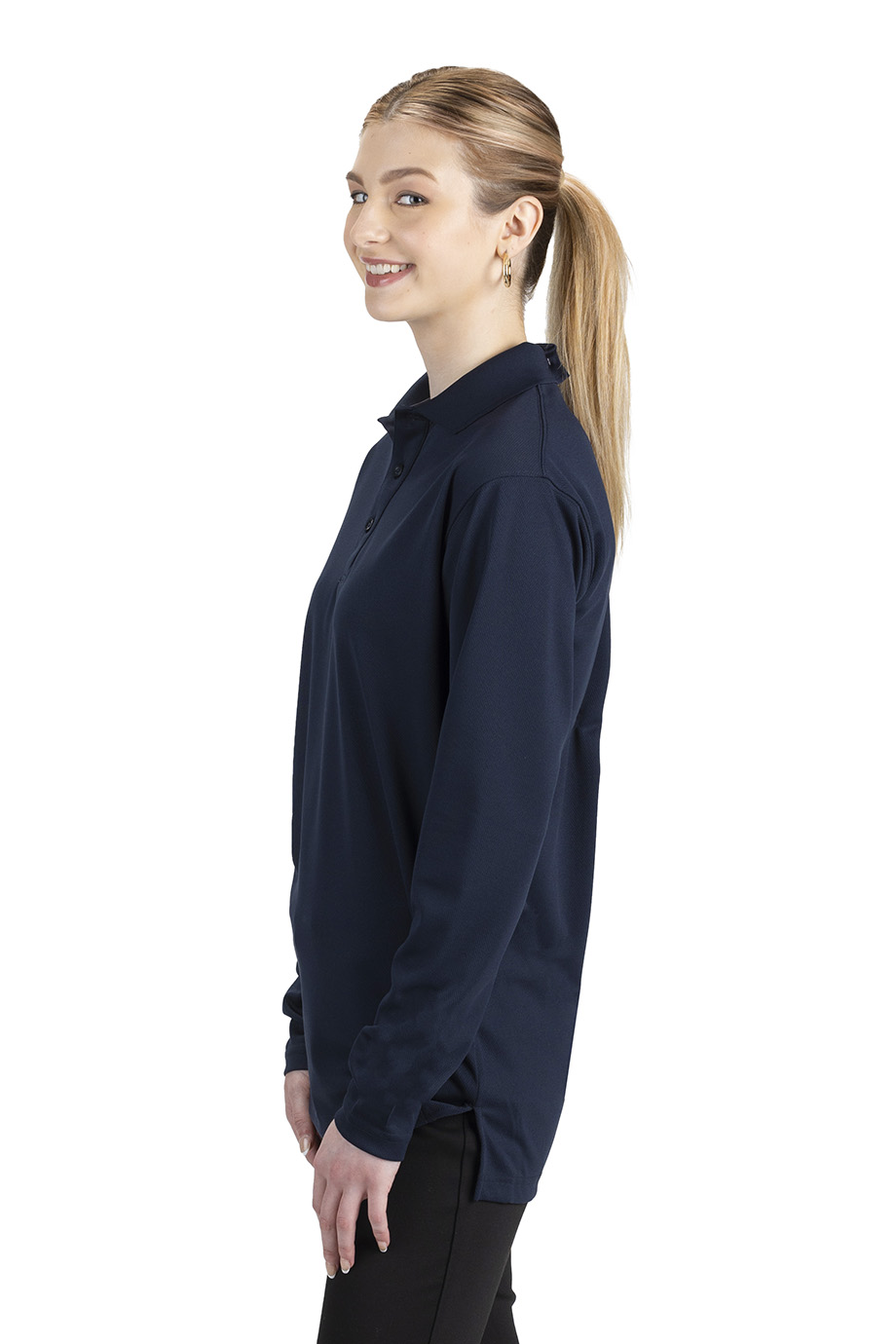 EDWARDS HI PERFORMANCE MESH UNISEX LONG SLEEVE POLO - Left View