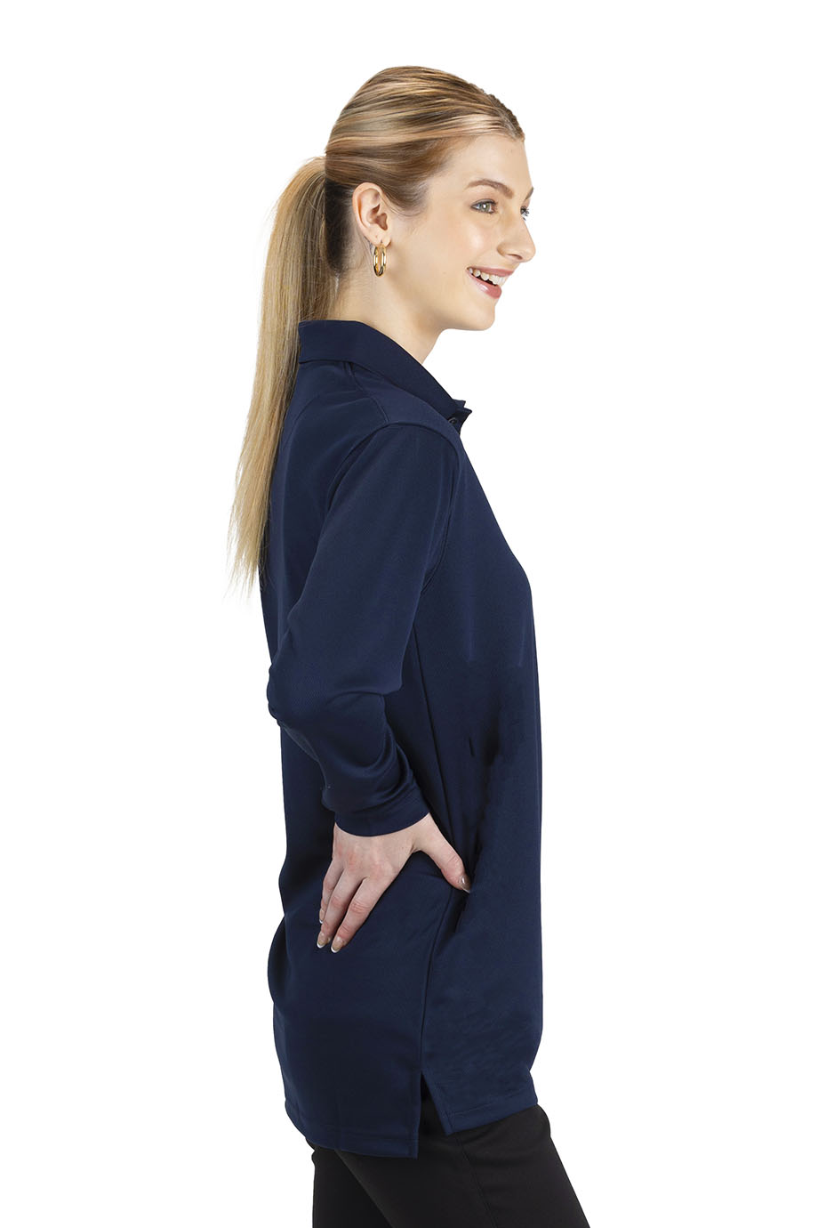 EDWARDS HI PERFORMANCE MESH UNISEX LONG SLEEVE POLO - Right View