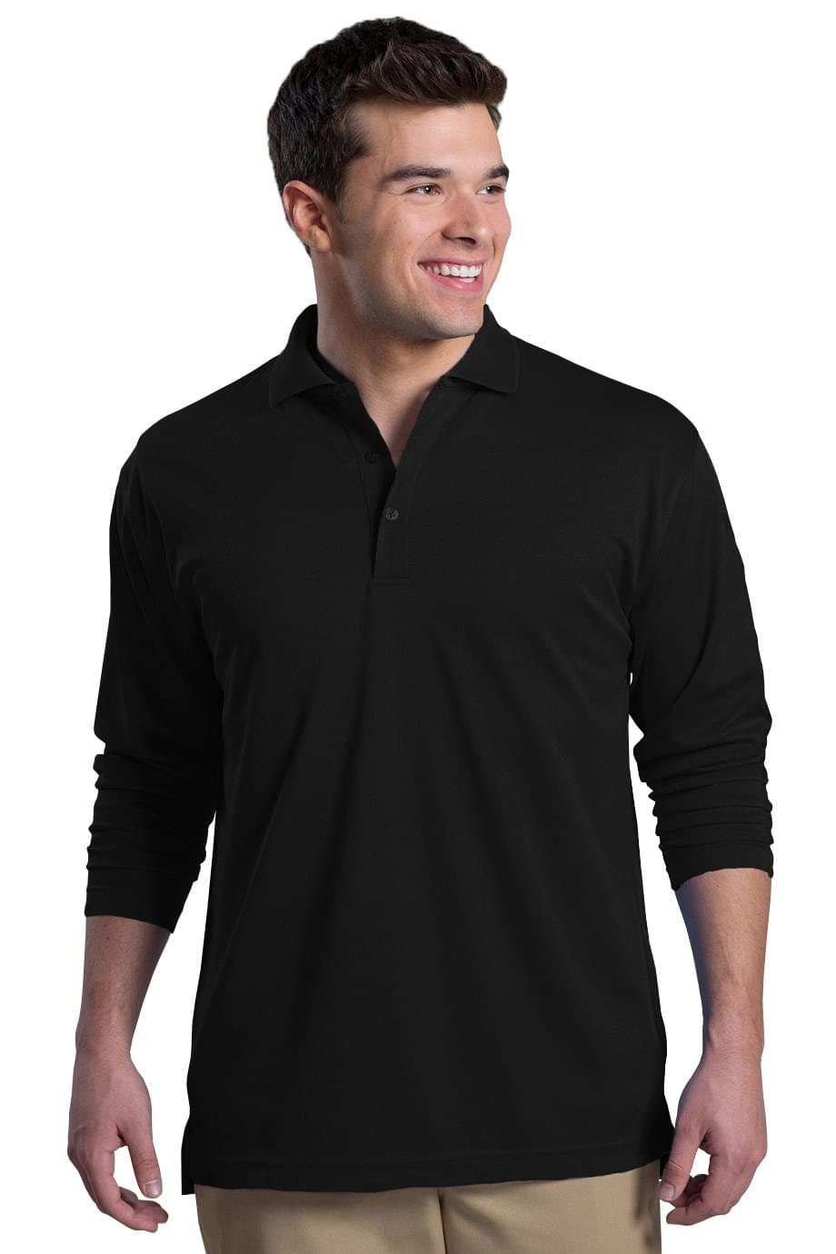 EDWARDS HI PERFORMANCE MESH UNISEX LONG SLEEVE POLO - On Model