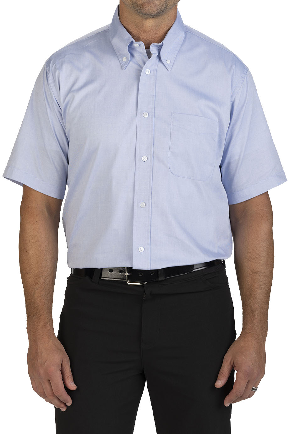 EDWARDS PINPOINT OXFORD SHORT SLEEVE MENS SHIRT - On Model