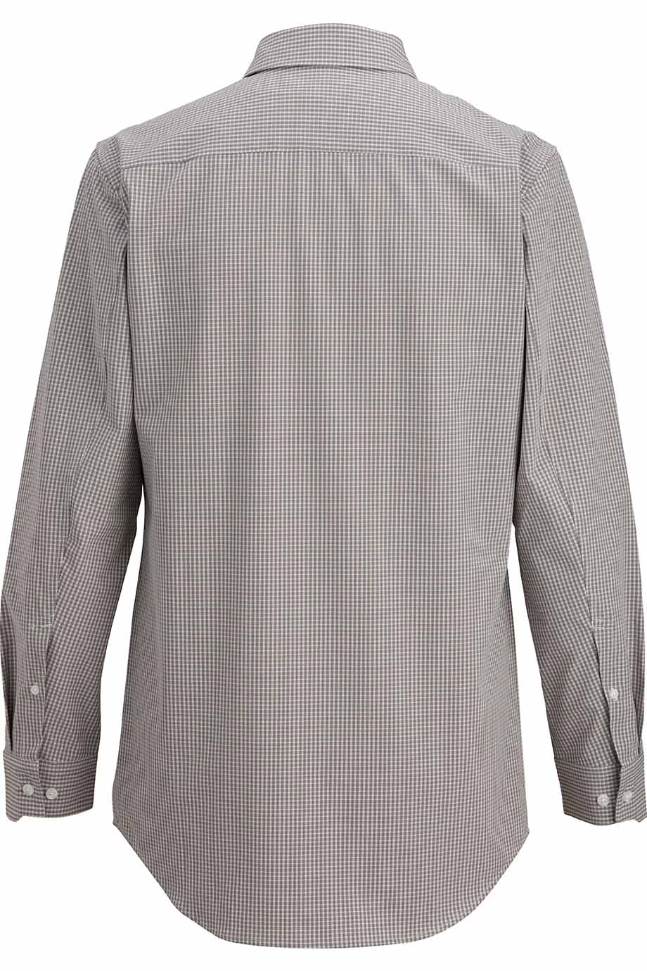 EDWARDS POINT GREY MENS DRESS SHIRT BLACK MICROCHECK - Back View