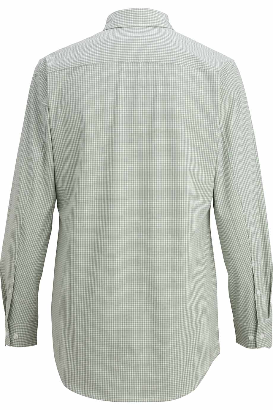 EDWARDS POINT GREY MENS DRESS SHIRT OLIVE MICROCHECK (Copy) - Back View