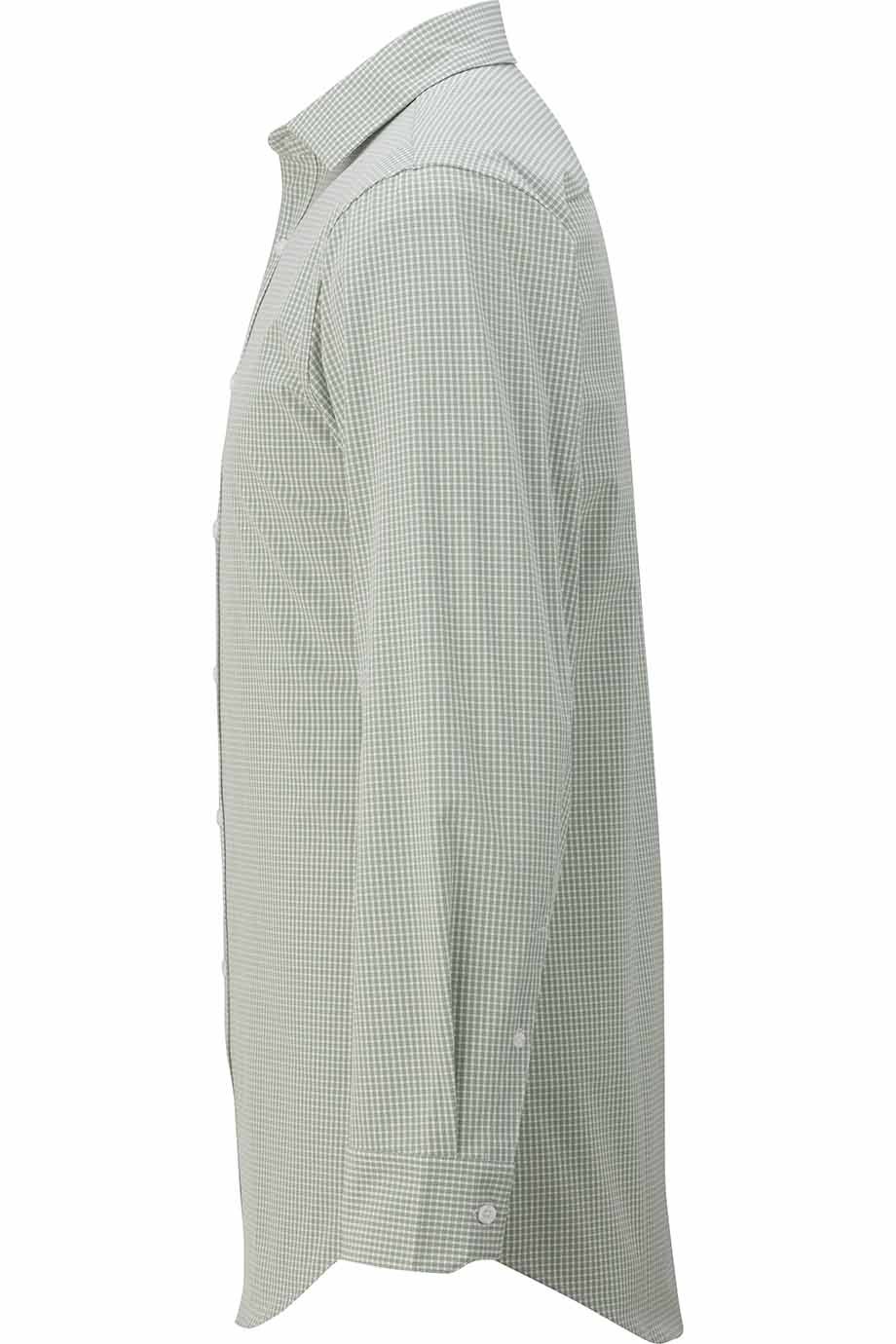 EDWARDS POINT GREY MENS DRESS SHIRT OLIVE MICROCHECK (Copy) - Left View
