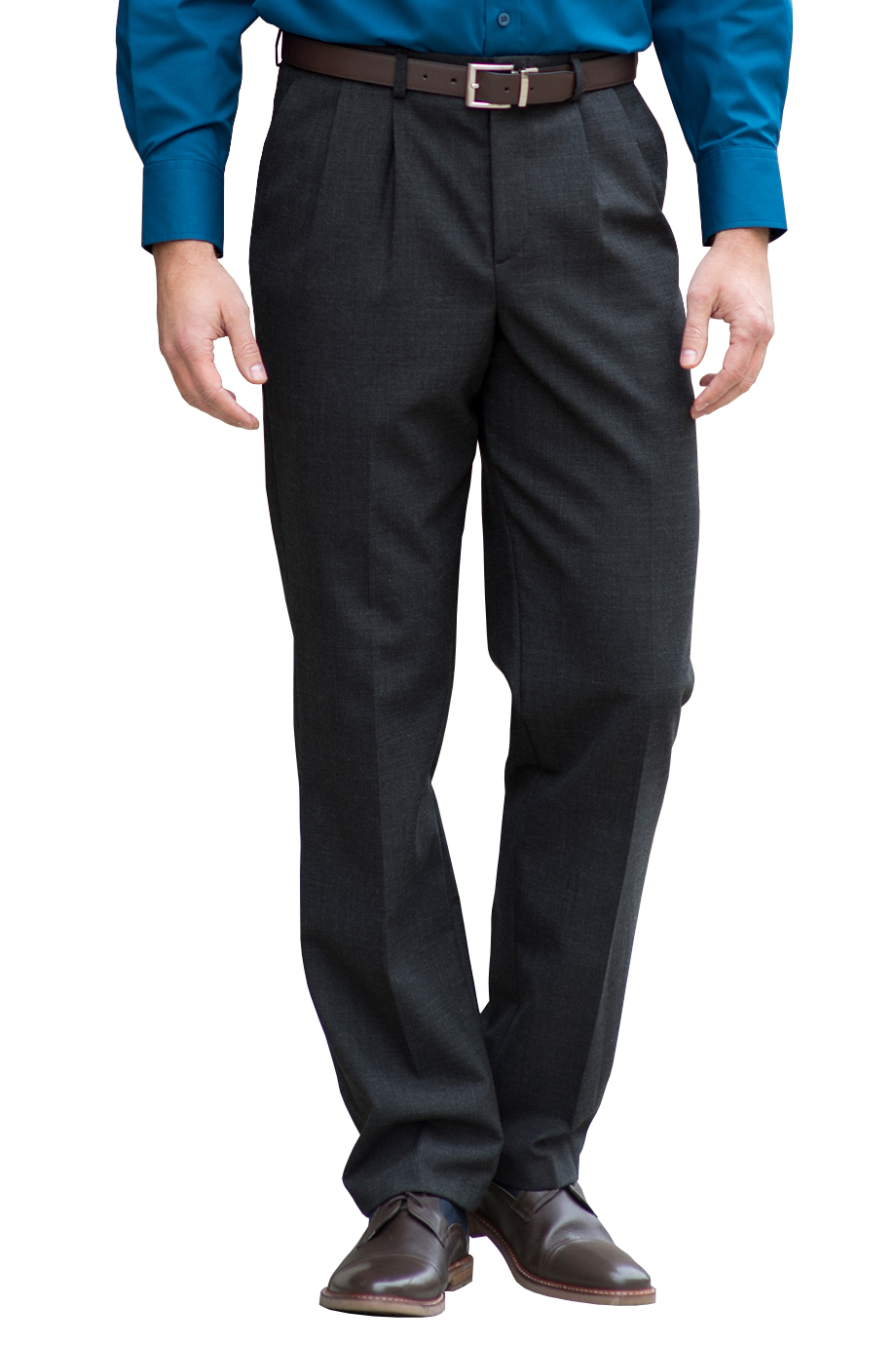 EDWARDS SIGNATURE MENS PLEATED DRESS PANT - On Model