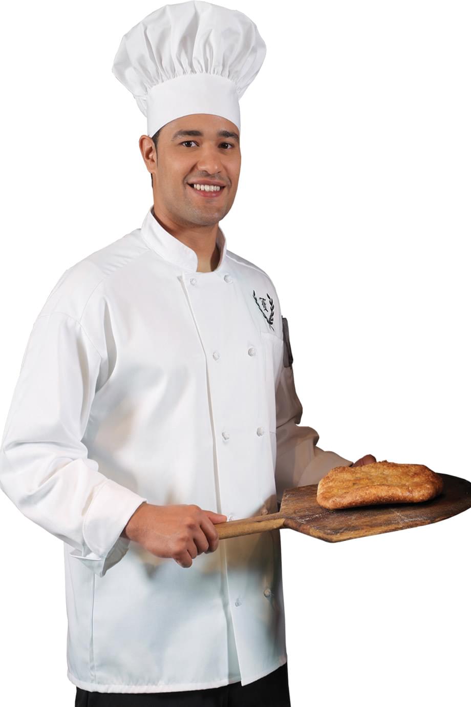 EDWARDS 10 KNOT BUTTON LONG SLEEVE CHEF COAT - On Model