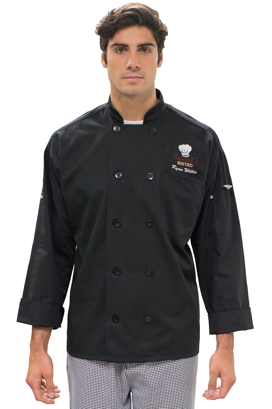 EDWARDS 10 BUTTON CHEF COAT WITH MESH - On Model