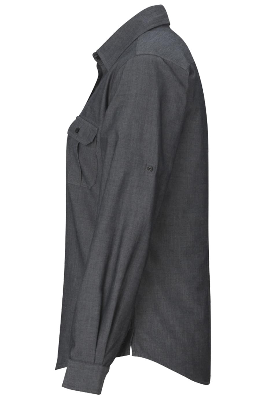 EDWARDS LADIES CHAMBRAY ROLL UP SLEEVE SHIRT - Left View