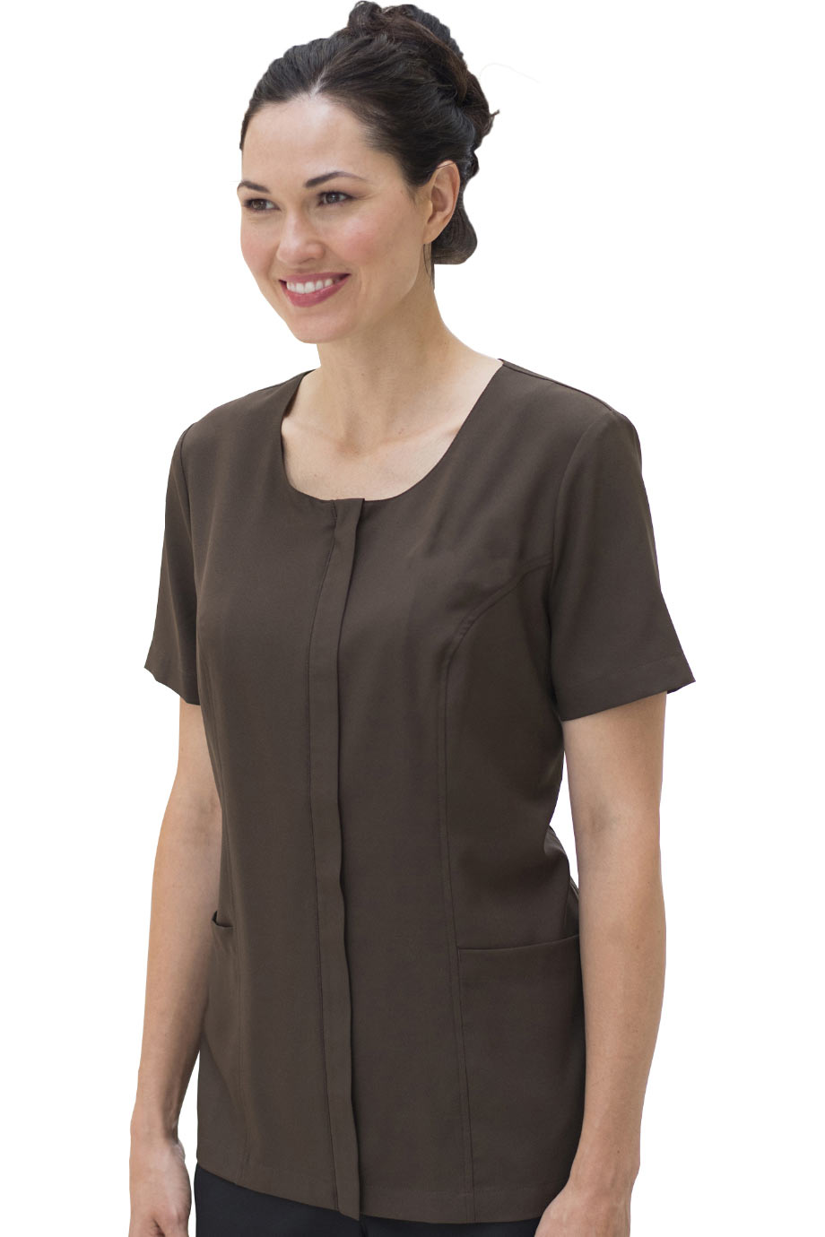 EDWARDS ESSENTIAL LADIES ZIP FRONT TUNIC - On Model
