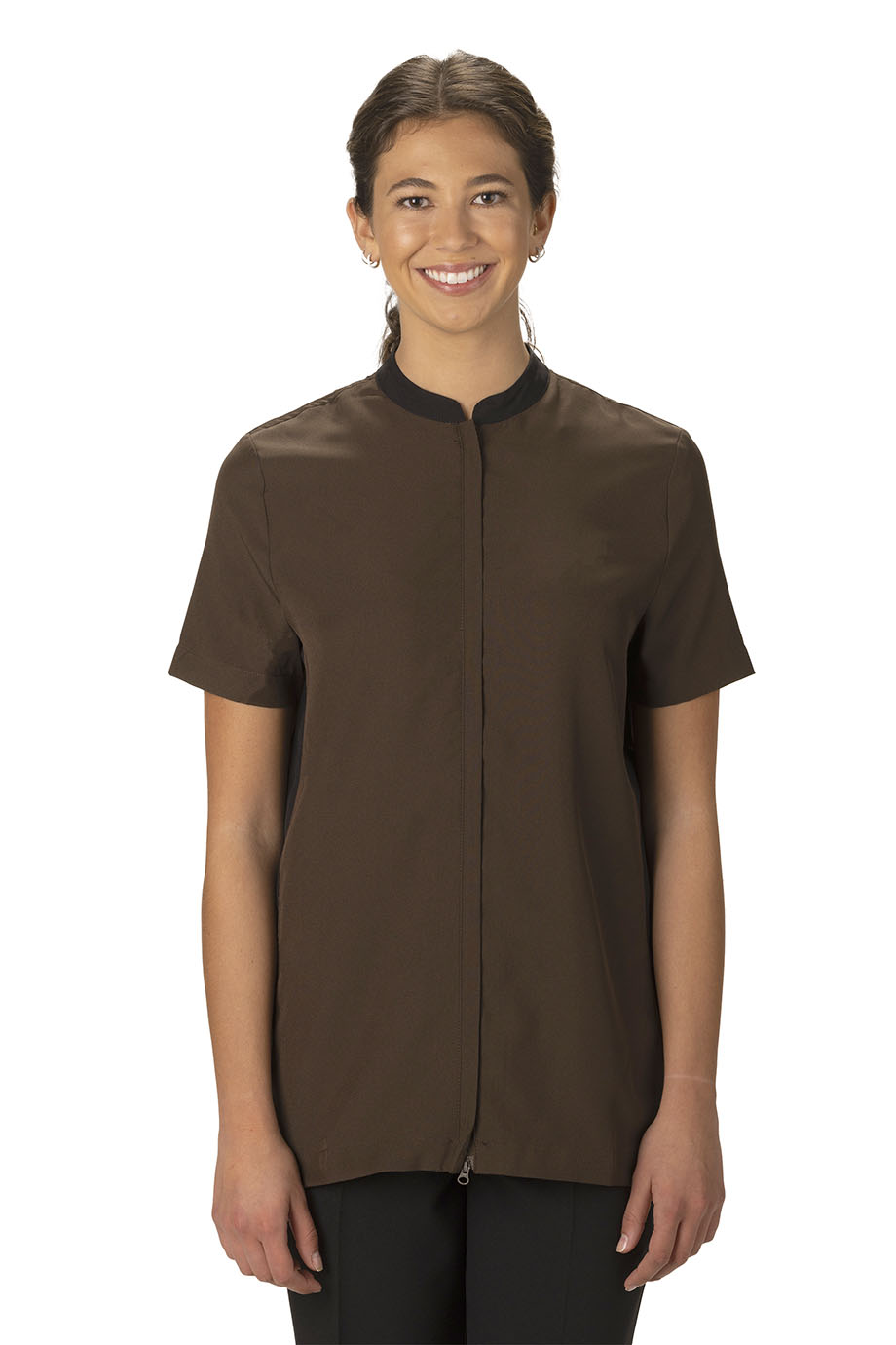 EDWARDS LADIES ESSENTIAL SOFT-STRETCH FULL-ZIP POLY TUNIC - On Model