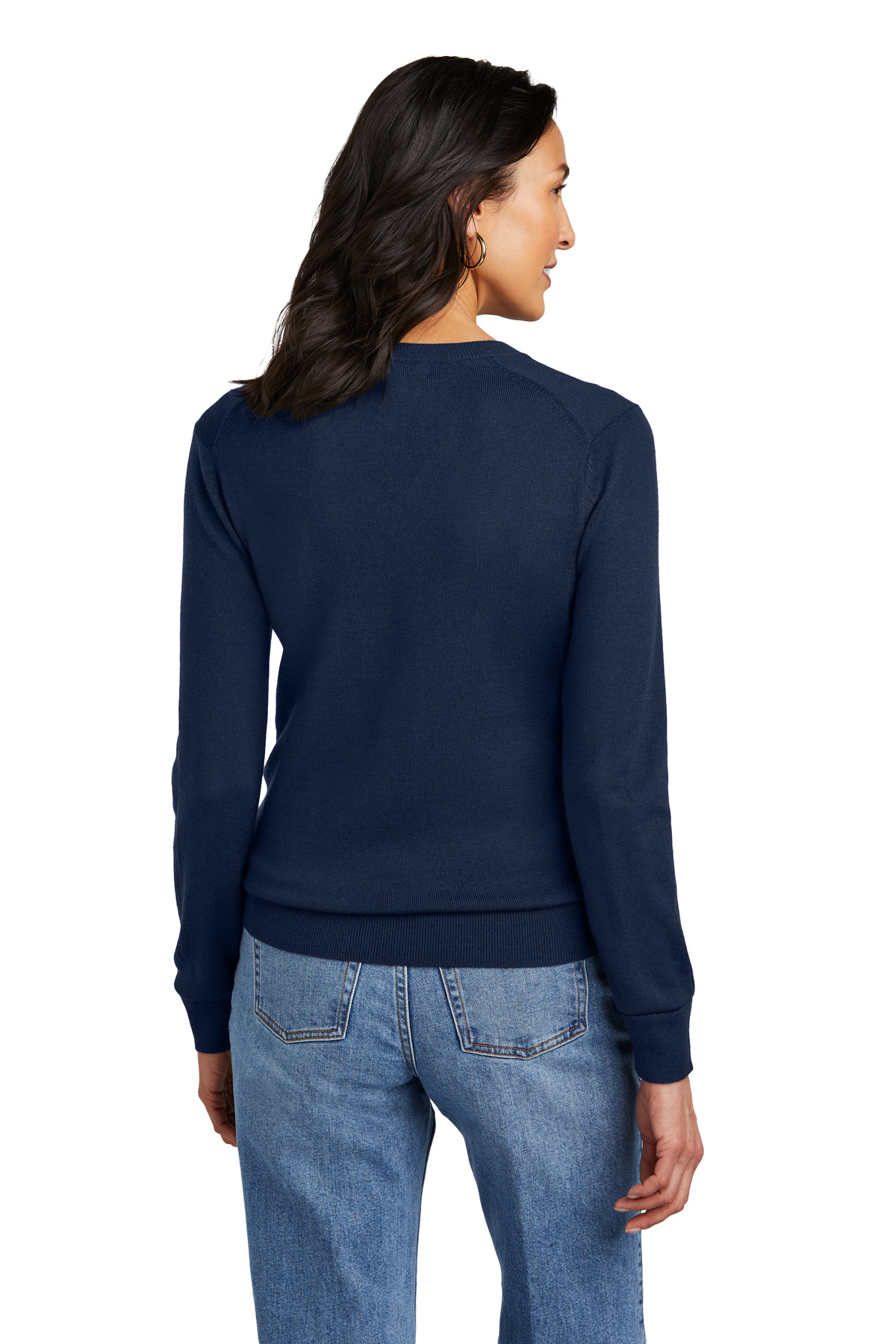Brooks Brothers ®  Women's Washable Merino V-Neck Sweater BB18411 - Back Model